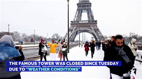 It Snowed So Much In Paris The Eiffel Tower Was Closed Video Dailymotion