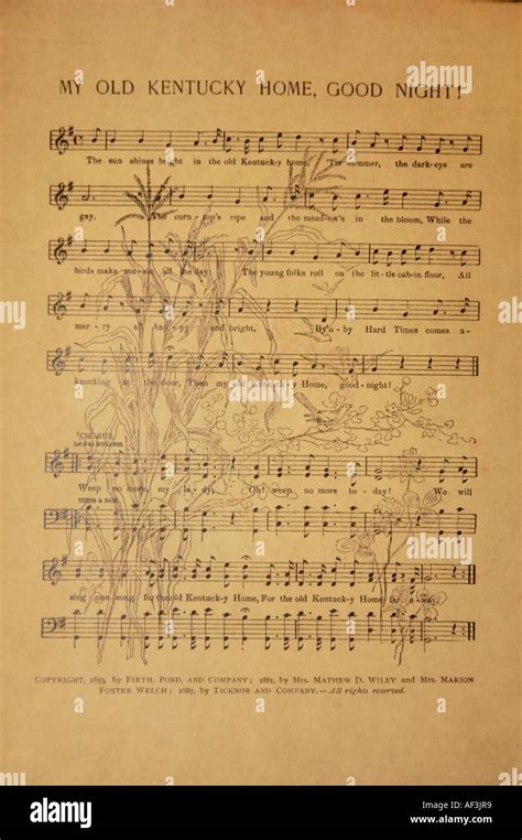 Sheet Music For The Song My Old Kentucky Home Stock Photo Alamy