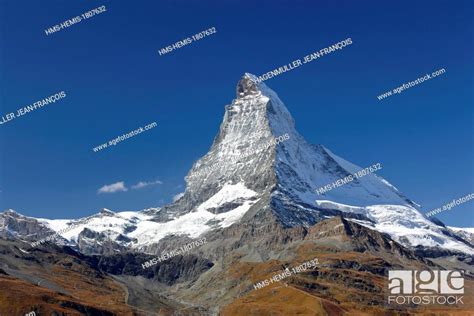 Switzerland Canton Of Valais Zermatt Matterhorn 4478m From