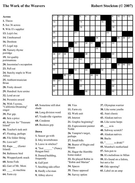 Printable easy crossword puzzles universal crosswordflash edition. Very Easy Crossword Puzzles Printable | Printable ...