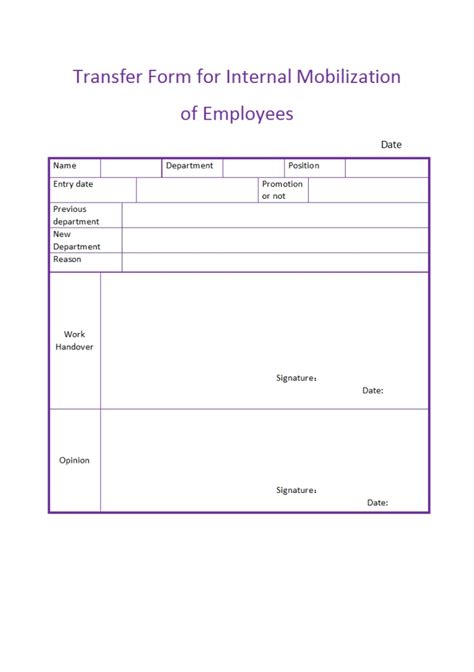 Employee Transfer Form Template Doctemplates