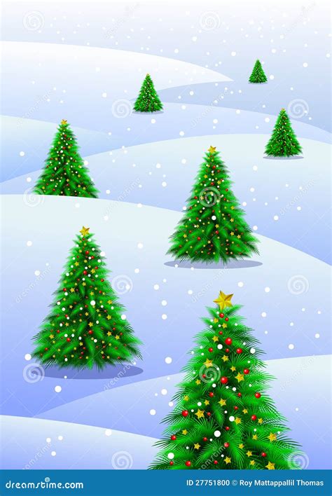 Christmas Trees In Snow Stock Vector Illustration Of Christmas 27751800