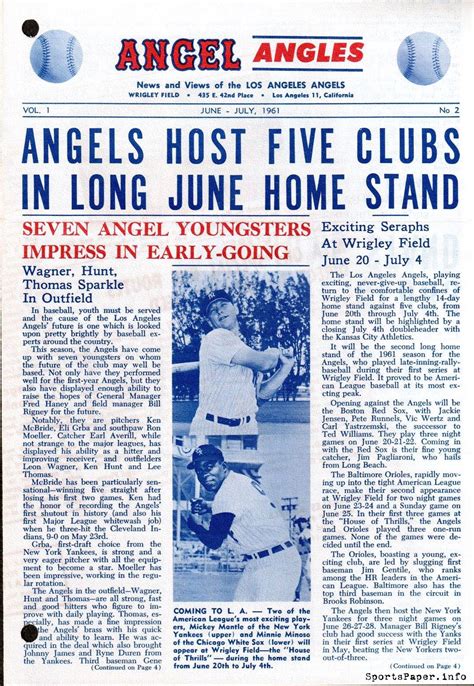 The Newsstand Los Angeles Angels June July 1961