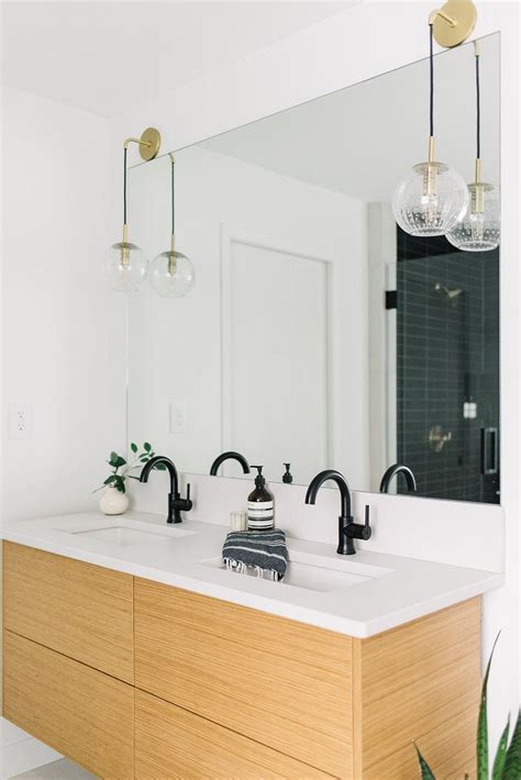Brass Hanging Pendants Above Bathroom Vanity Bathroom Remodel Cost