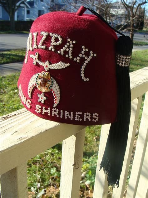 Jeweled Masonic Shriners Hat Fez Hat Mizpah Flying Shriners Vintage