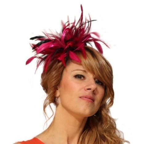 hot pink and navy blue feather fascinator hat wedding etsy uk