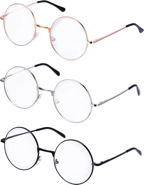 Metal Frame Round Eyeglasses Retro Metal Clear Lens Glasses Unisex