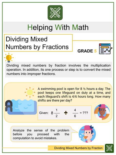Dividing Mixed Numbers Worksheet 5th Grade