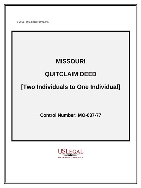 Quitclaim Deed From Two Individual Grantors To An Individual Grantee