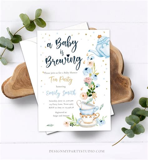 Editable Tea Party Baby Shower Invitation Tea Shower Sprinkle Etsy