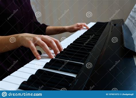 Young Woman Playing Piano Stock Photo Image Of Person