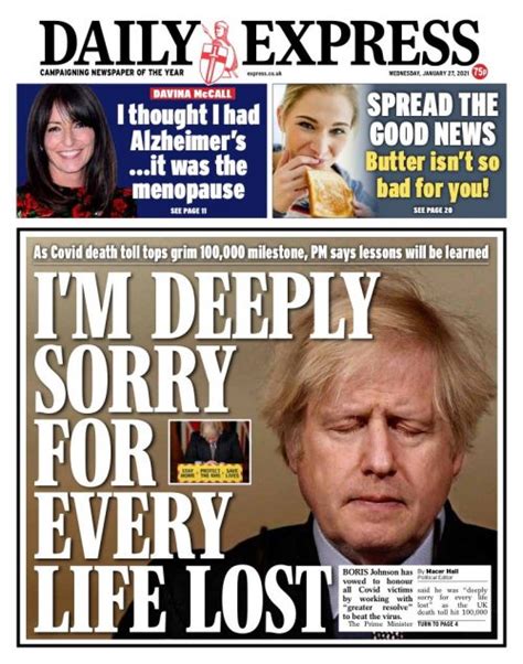 Daily Express Front Page 27th Of January 2021 Tomorrows Papers Today