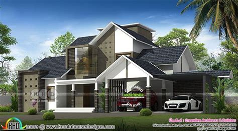 4 Bedroom Ultra Modern Sloping Roof Home Design Kerala House Design