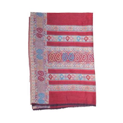 Red Kullu Pattern Himachali Design Pashmina Silk Stole At Rs 3299