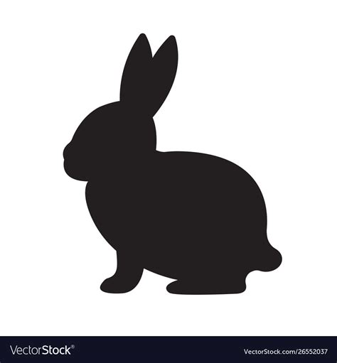 Flat Black Rabbit Bunny Silhouette Royalty Free Vector Image