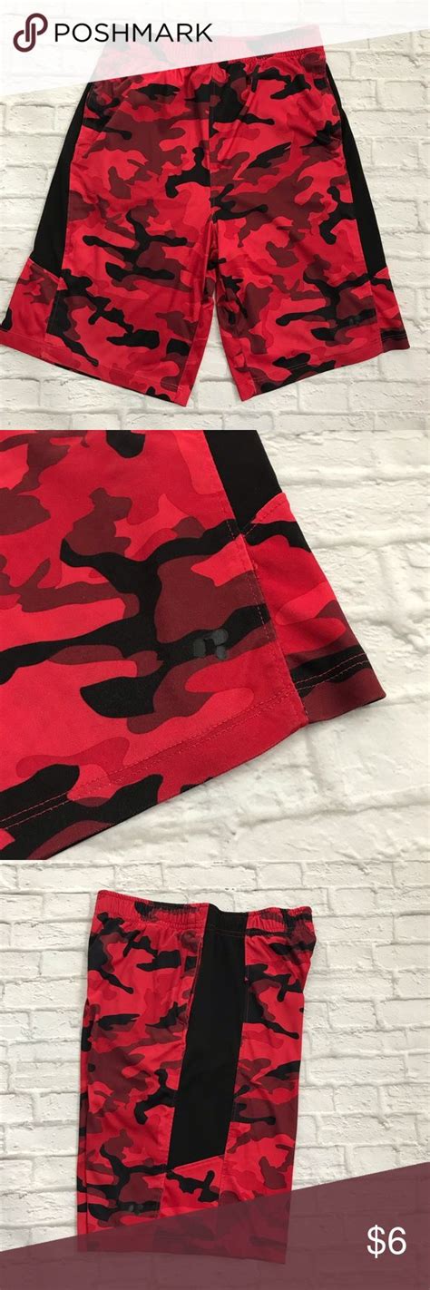 Russell Red Camo Athletic Shorts Large 1012 Red Camo Athletic Shorts Black Camo