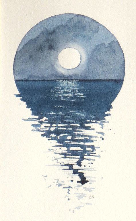 See more ideas about watercolor, watercolor paintings, watercolor art. Full moon over the ocean watercolour vignette | Watercolor paintings, Watercolor art, Easy ...