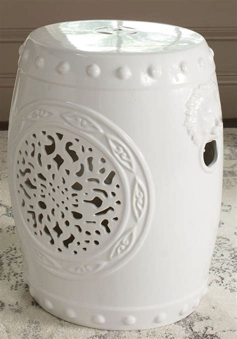 White chinese ceramic drum lucky coins garden stool tbl1022a. Amazon.com: Safavieh Castle Garden's Collection Glazed ...