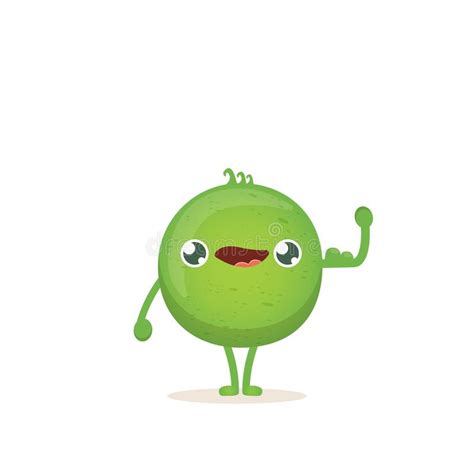 Cartoon Happy Tiny Baby Pea Character Isolated On White Background