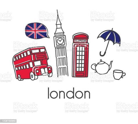 Vector Illustration London With Hand Drawn Doodle English Symbols Stock