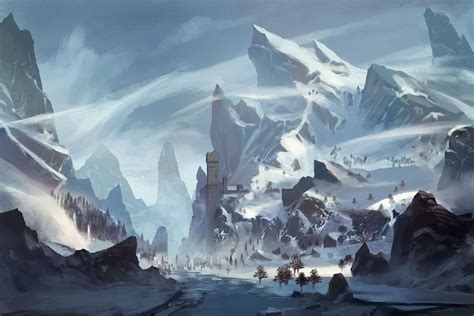 Snow, Yin Wang | Fantasy landscape, Environment concept art, Landscape art
