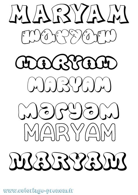 Coloriage du prénom Maryam à Imprimer ou Télécharger facilement