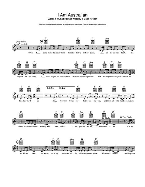 The Seekers I Am Australian Sheet Music Notes Download Printable