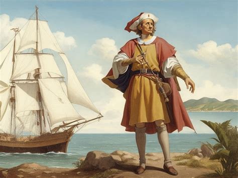 Premium Ai Image Portrait Of Christopher Columbus Stepping Into The
