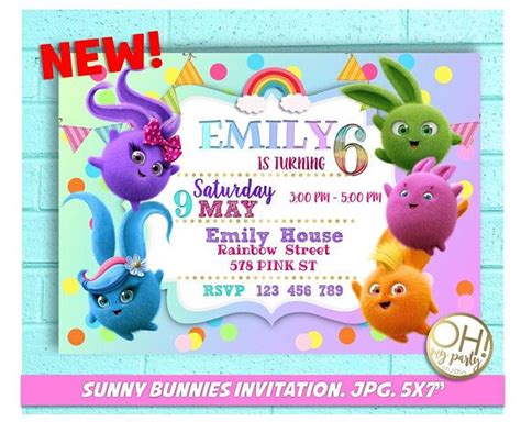 Sunny Bunnies Invitation Sunny Bunnies Party Sunny Bunnies Birthday Party Sunny Bunnies Invit