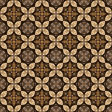 Modern Pattern On Javanese Batik With Seamless Dark Brown Color Stock
