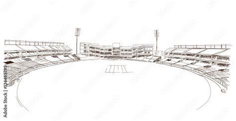 Sketch Of Cricket Stadium In Vector Stock Vector Adobe Stock