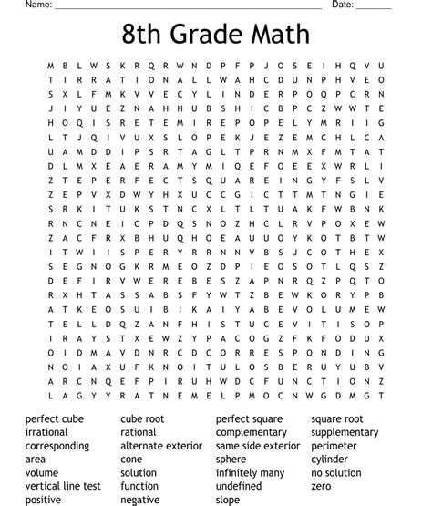 Word Search For 8th Graders