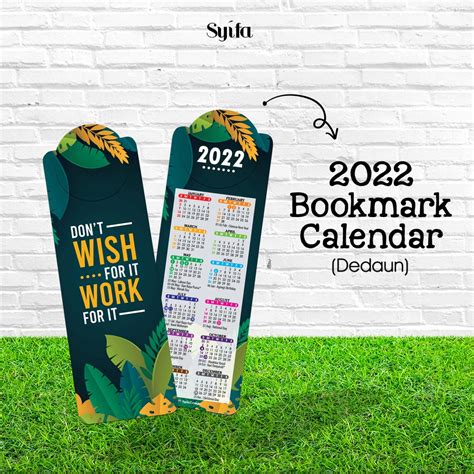 Hot Item 2022 Bookmark Calendar I Quotes Bookmark I Motivational