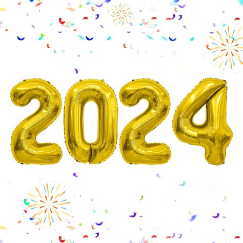Buy 2024 Balloons 40 Inch Gold Foil 2024 Number Balloons New Years
