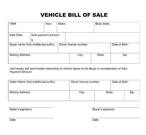 Bill Of Sale Printable Alberta