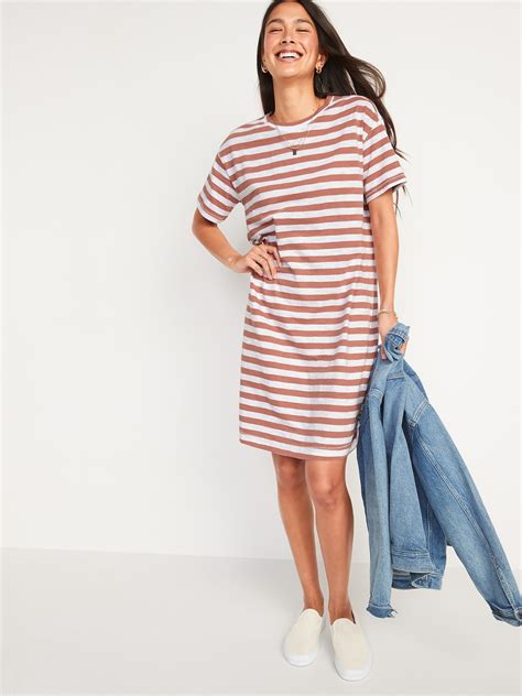 Vintage Striped Slub Knit T Shirt Shift Dress For Women Old Navy