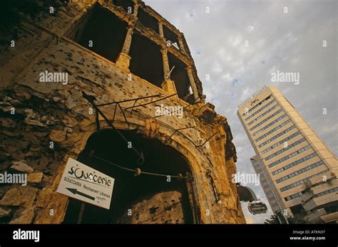 Entrance To A Damaged Building Beirut Lebanon Stock Photo Alamy