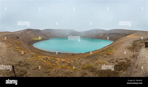 Krafla Volcano In Iceland Crater Lake Filled With Hot And Turquoise