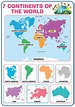 7 Continents of the v2 World Educational Chart - A4 Size Poster ...