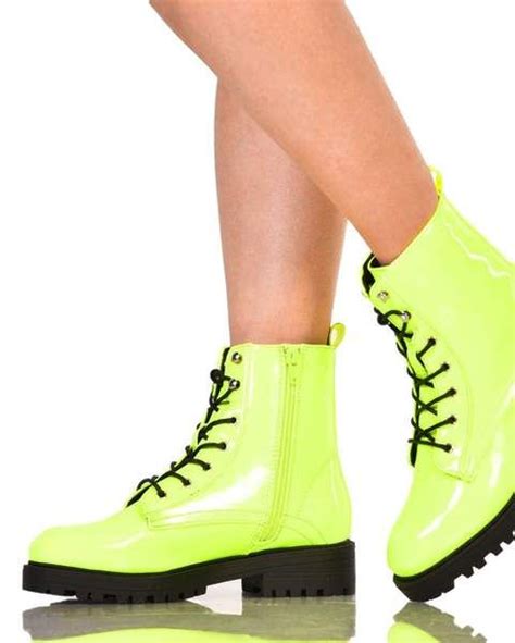 Neon Yellow Combat Boots Iheartraves Combat Boots Rave Shoes