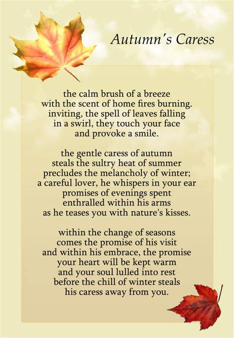 Autums Caress Autumn Poems Autumn Poetry Autumn Quotes