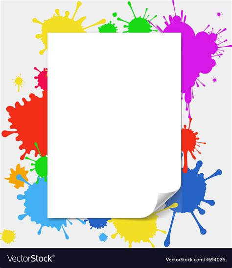 Blank Paper On Colored Splashes Background Vector Image