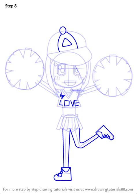 Learn How To Draw A Cheerleader Cartoon People For Kids Step By Step