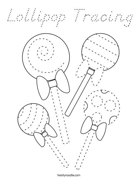 Lollipop Tracing Coloring Page Dnealian Twisty Noodle
