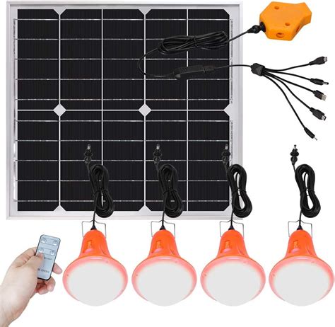 Roopure 20w Solar Panel Lighting Kit Solar Off Grid Lights With Remote Control