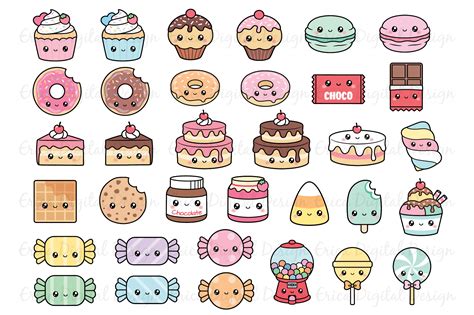 Kawaii Sweets Clipart Set 34 Cute Food Images 520385