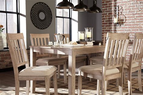 Voltaire white wash solid oak dining table with leaves. Ashley Mattilone D484 Dining Room Set 7pcs in White Wash ...