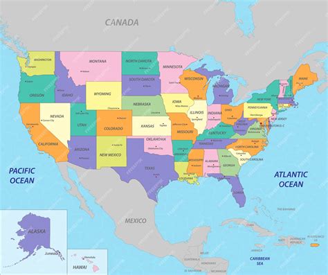 mapa estados unidos da américa vetor premium