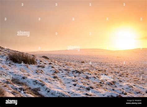 Winter Sunrise Of The Snowy Moors Stock Photo Alamy