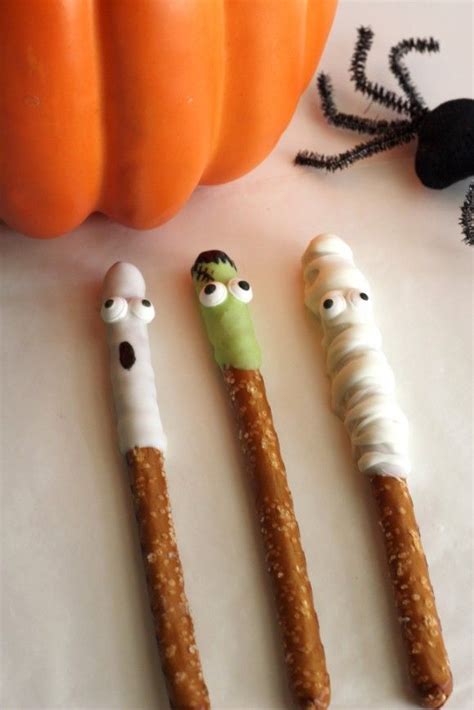Halloween White Chocolate Covered Ghost And Frankenstein Pretzels